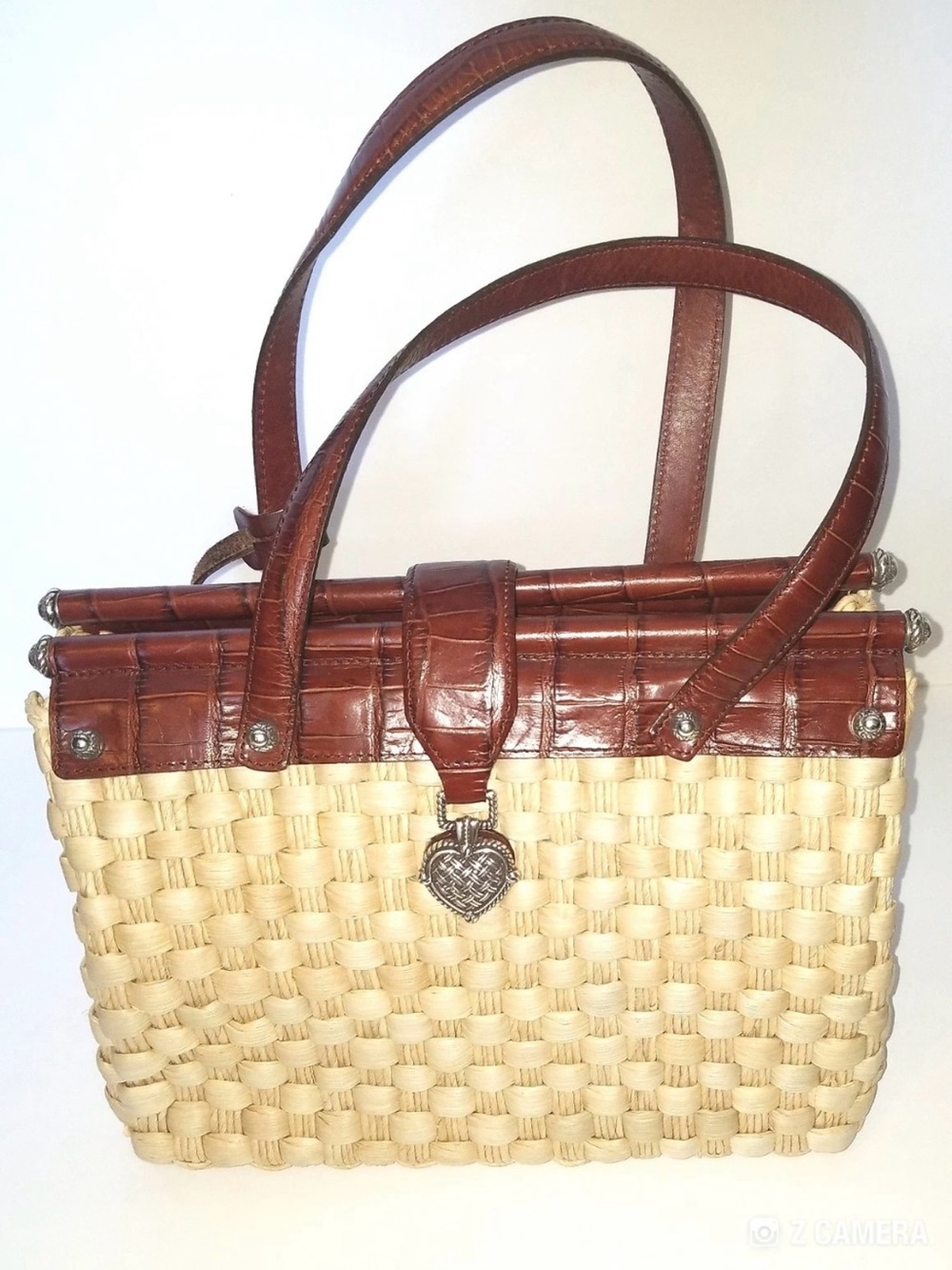 Retired *Brighton Vtg Woven Straw Satchel Purse satchel